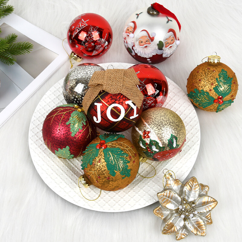 Ziemassvētku rotājums 10 cm stikla krāsots modelēšanas lodīšu kulons svētku dāvanai Ziemassvētku eglītes ainas izkārtojums, piekārts lodīšu kulons