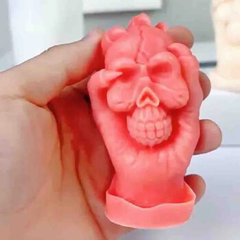 DIY Χειρολαβή Skull Candle Καλούπι σιλικόνης 3D Evil Skull Σαπούνι Γύψινες χειροτεχνίες Καλούπι από σκυρόδεμα από ρητίνη Εργαλείο κατασκευής δώρων απόκριες