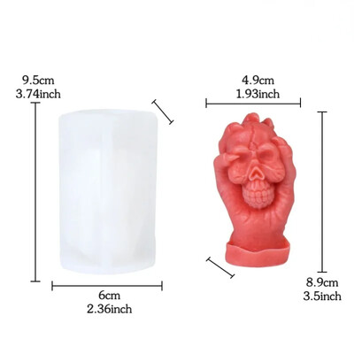 DIY rukohvat Lubanja Svijeća Silikonski kalup 3D Zla lubanja Sapun Gipsani obrti Smolasti betonski kalup Alat za izradu darova za Noć vještica