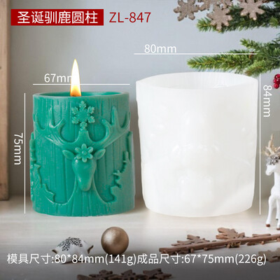 3D Pom de Crăciun Elk Relief Cilindru Lumânare Mucegai din Silicon Scrisoare de Crăciun Fericit Fulg de Nea Cilindru Forme Lumânări Cadou de Crăciun