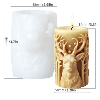3D Pom de Crăciun Elk Relief Cilindru Lumânare Mucegai din Silicon Scrisoare de Crăciun Fericit Fulg de Nea Cilindru Forme Lumânări Cadou de Crăciun