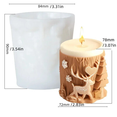3D Pom de Crăciun Elk Relief Cilindru Lumânare Mucegai din Silicon Scrisoare de Crăciun Fericit Fulg de Nea Cilindru Forme Lumânări Cadou de Crăciun