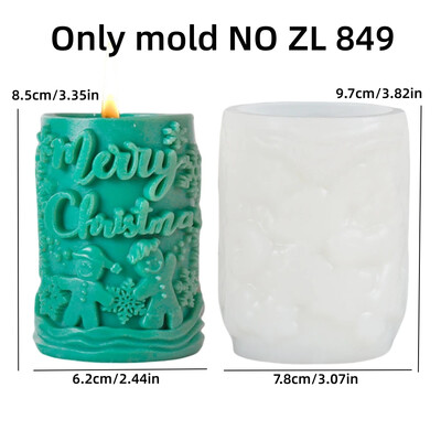 3D Pom de Crăciun Elk Relief Cilindru Lumânare Mucegai din Silicon Scrisoare de Crăciun Fericit Fulg de Nea Cilindru Forme Lumânări Cadou de Crăciun