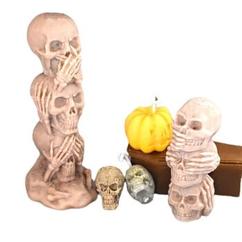 Halloween Skull Silicone Candle Mould Horror Triple Grimace Coffin Candle Decoration Halloween Mold Party Supplies