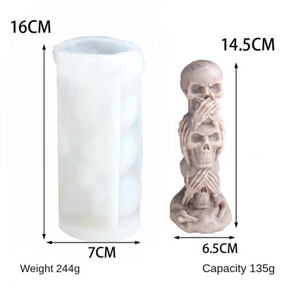 Craniu de Halloween Mucegai de silicon pentru lumânări Horror Triple Grimace Sicriu Lumânare Decorare Mucegai de Halloween Rechizite pentru petreceri