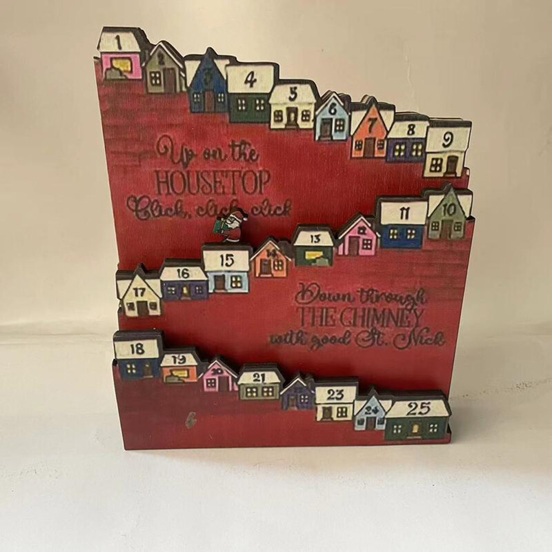 Calendar de Advent de Crăciun din lemn pentru casă Calendar de Advent de Anul Nou cu 25 de zile Rechizite pentru cadouri de Crăciun Decor festiv de sărbători pentru acasă