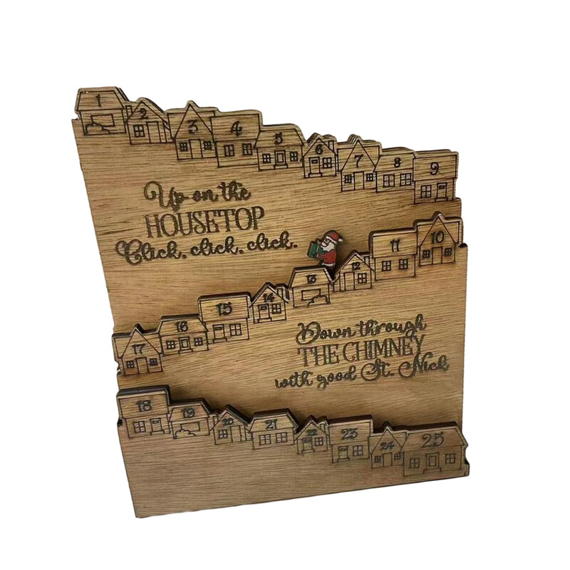 Calendar de Advent de Crăciun din lemn pentru casă Calendar de Advent de Anul Nou cu 25 de zile Rechizite pentru cadouri de Crăciun Decor festiv de sărbători pentru acasă