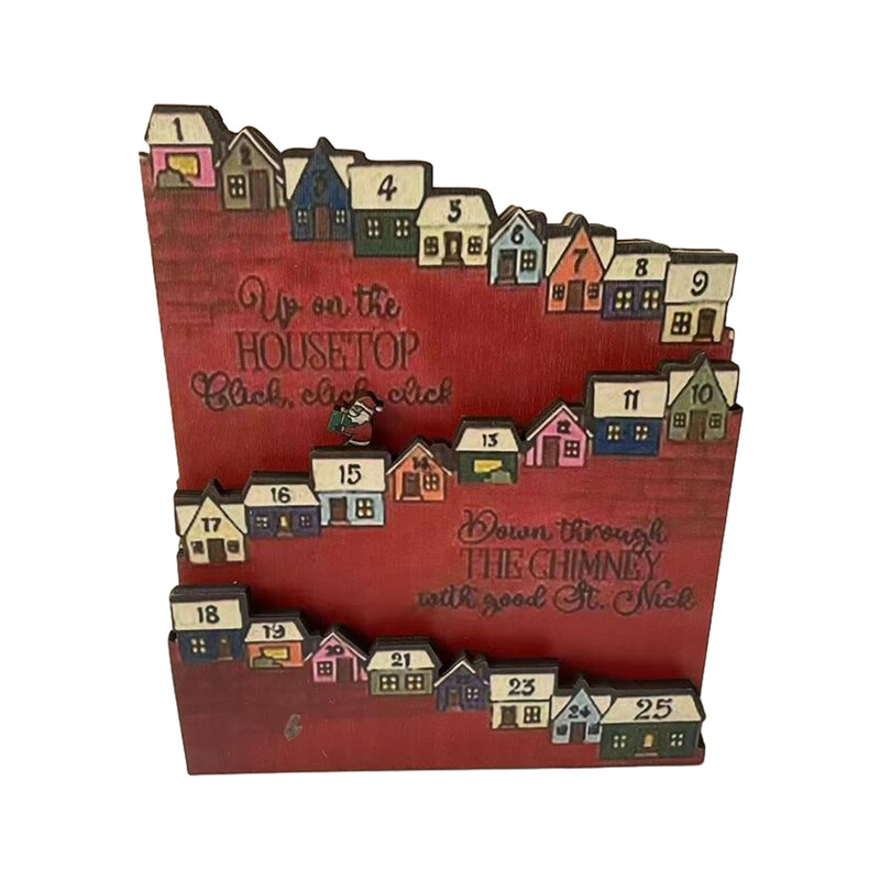 Calendar de Advent de Crăciun din lemn pentru casă Calendar de Advent de Anul Nou cu 25 de zile Rechizite pentru cadouri de Crăciun Decor festiv de sărbători pentru acasă