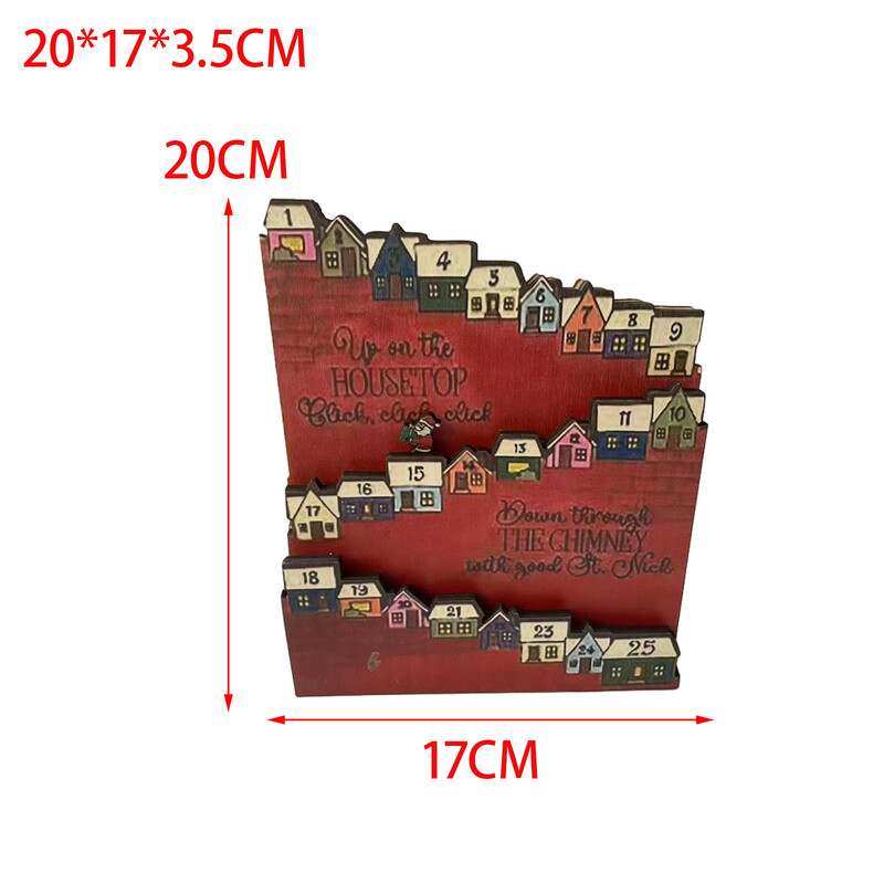 Calendar de Advent de Crăciun din lemn pentru casă Calendar de Advent de Anul Nou cu 25 de zile Rechizite pentru cadouri de Crăciun Decor festiv de sărbători pentru acasă