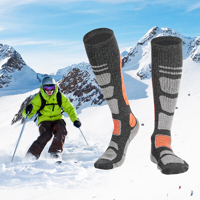 Ziemas slēpošanas zeķes Unisex Merino vilnas Biezākas Termozeķes Ceļgaliem Augstas Sports Snovbords Riteņbraukšana Pieaugušo jāšanas zeķes