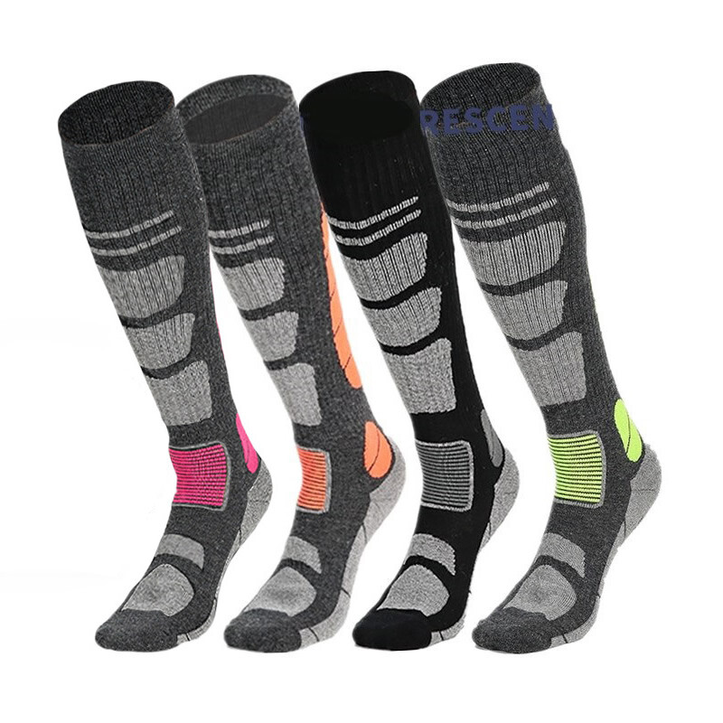 Ziemas slēpošanas zeķes Unisex Merino vilnas Biezākas Termozeķes Ceļgaliem Augstas Sports Snovbords Riteņbraukšana Pieaugušo jāšanas zeķes