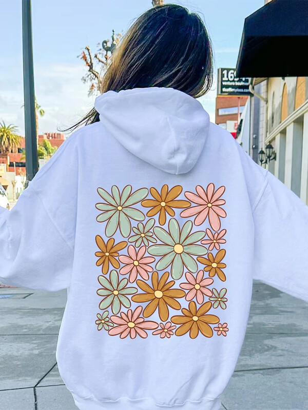 Sweatshirts s cvjetnim motivima Ženska majica s kapuljačom Harajuku Fleece Udobna sportska odjeća Modna Y2K Sweatshirt Vintage široka odjeća Ženska