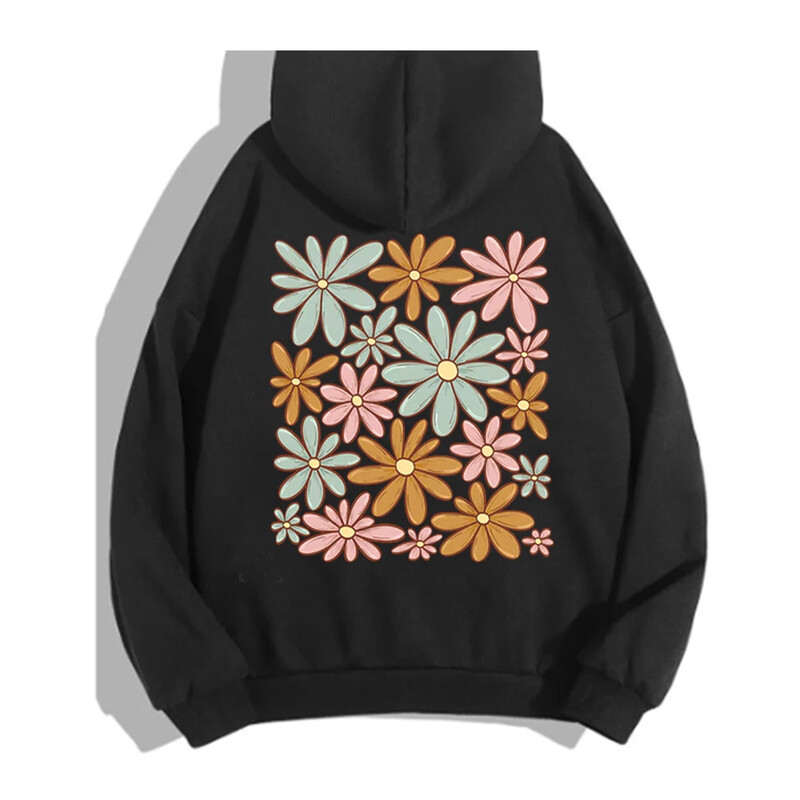 Sweatshirts s cvjetnim motivima Ženska majica s kapuljačom Harajuku Fleece Udobna sportska odjeća Modna Y2K Sweatshirt Vintage široka odjeća Ženska