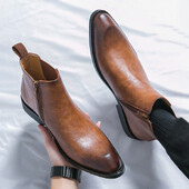 Cizme Chelsea în stil britanic Cizme Ankel Bărbați Cizme cu fermoar de modă Retro Business Cizme formale Toamnă Bota Masculină Plus Marimea 39-45