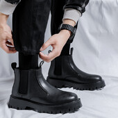 Nove klasične retro kožne Chelsea čizme s debelim potplatom, muške modne čizme, muške ležerne čizme u britanskom stilu, udobne nosive čizme koje se ne kližu