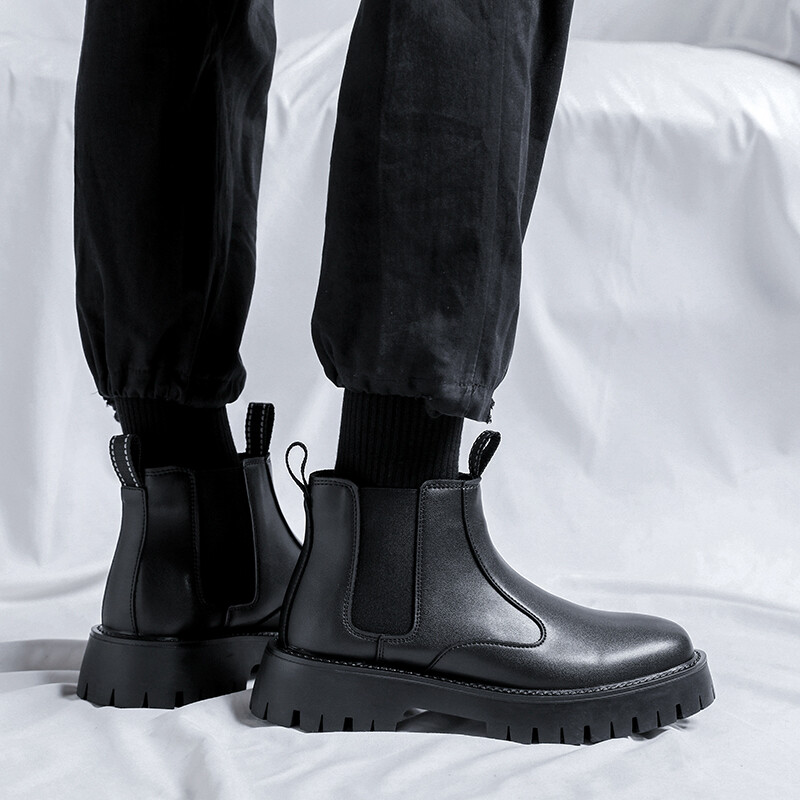Nove klasične retro kožne Chelsea čizme s debelim potplatom, muške modne čizme, muške ležerne čizme u britanskom stilu, udobne nosive čizme koje se ne kližu