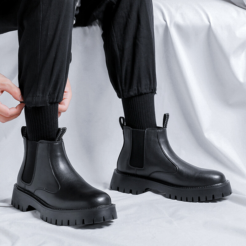 Nove klasične retro kožne Chelsea čizme s debelim potplatom, muške modne čizme, muške ležerne čizme u britanskom stilu, udobne nosive čizme koje se ne kližu