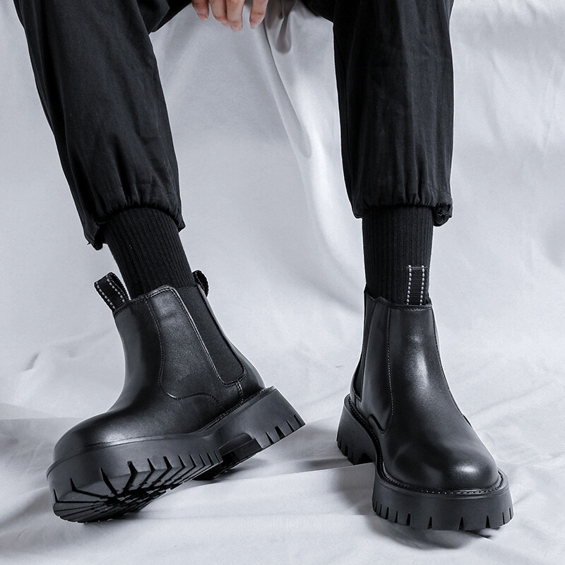 Nove klasične retro kožne Chelsea čizme s debelim potplatom, muške modne čizme, muške ležerne čizme u britanskom stilu, udobne nosive čizme koje se ne kližu