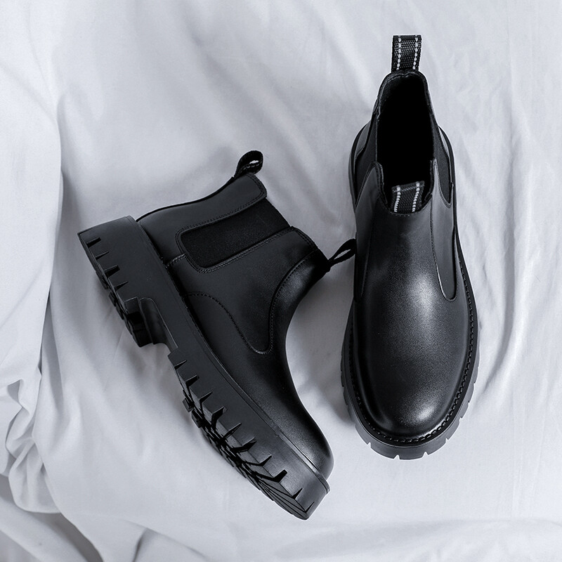 Nove klasične retro kožne Chelsea čizme s debelim potplatom, muške modne čizme, muške ležerne čizme u britanskom stilu, udobne nosive čizme koje se ne kližu