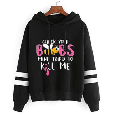 Nova ženska modna majica s kapuljačom za djevojčice i dugim rukavima s kapuljačom protiv raka dojke, ležerna majica Harajuku