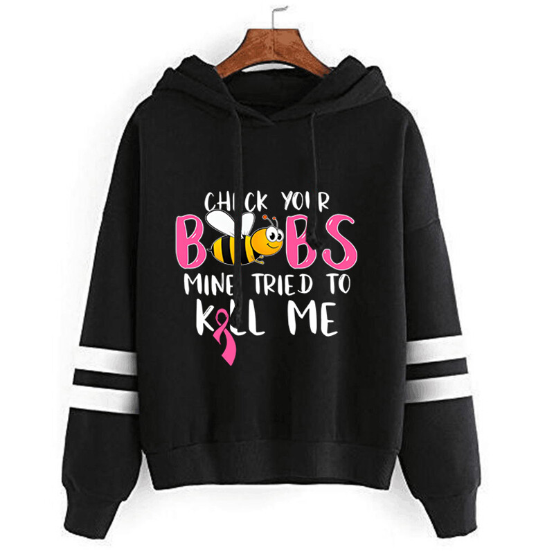 Nova ženska modna majica s kapuljačom za djevojčice i dugim rukavima s kapuljačom protiv raka dojke, ležerna majica Harajuku