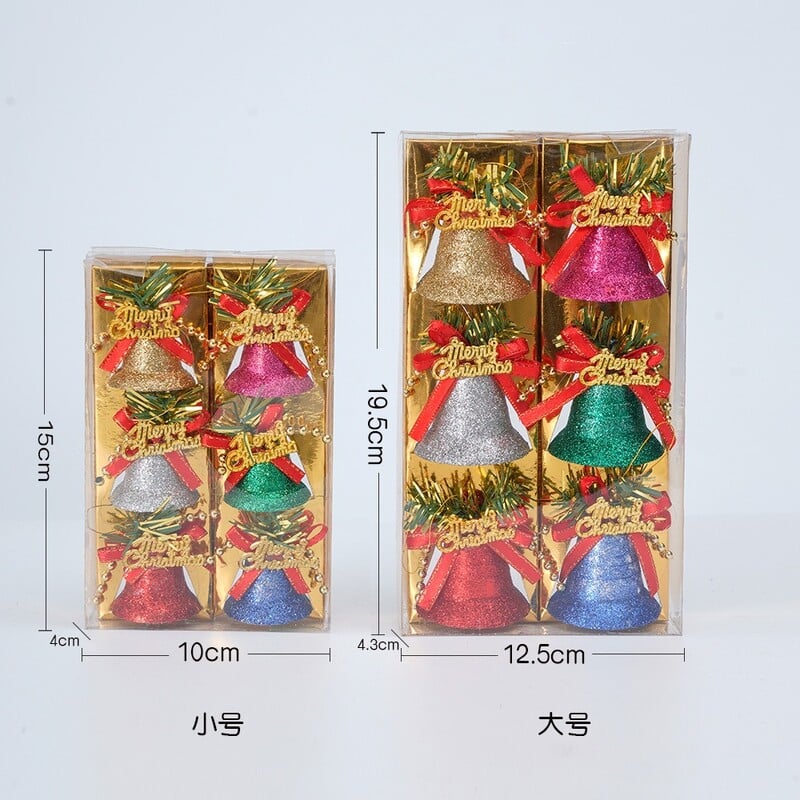 6 vnt Spalvingas kalėdinis varpas Kalėdų eglutėje kabantys varpeliai Linksmų Kalėdų dovana Varpelio dekoras Noel Navidad Natal Laimingų Naujųjų 2025 metų