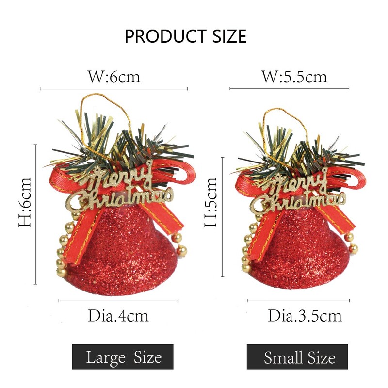 6 vnt Spalvingas kalėdinis varpas Kalėdų eglutėje kabantys varpeliai Linksmų Kalėdų dovana Varpelio dekoras Noel Navidad Natal Laimingų Naujųjų 2025 metų