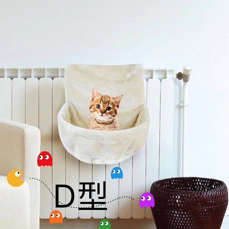 Plyšová taška na radiátor pre mačky, mäkká závesná posteľ pre mačky so silným odolným železným rámom, teplá a útulná závesná hojdacia sieť pre mačky pre malé domáce zvieratá