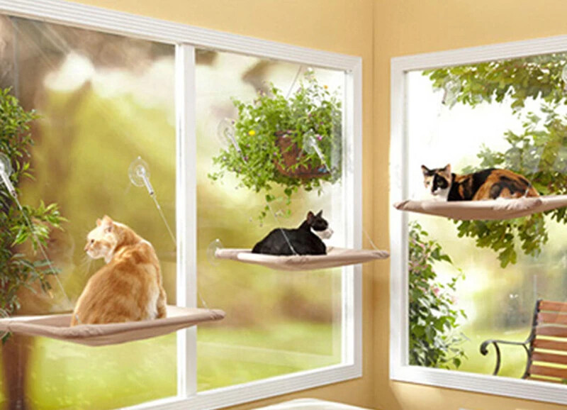 Slatki viseći kreveti za kućne ljubimce Nosač od 20 kg za montažu na prozor za mačke, viseća mreža za mačke, udoban krevet za mačke