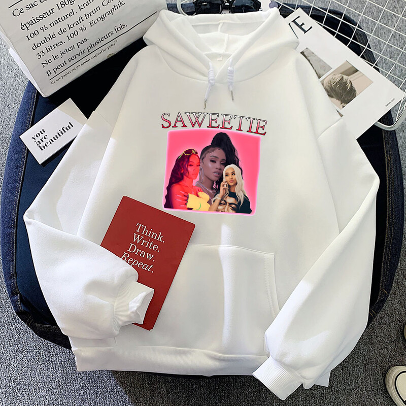 Sudaderas Retro Saweetie kapucnis kapucnis Kényelmes gótikus pulóver, hosszú ujjú hip-hop ruházat női nyakú pulóverek
