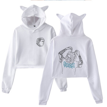 Ronnie Radke Hoodie Φούτερ Crop top Hoodie πουλόβερ Εκτύπωση Τραγουδίστρια για κορίτσια Cat Ear Youth Streetwear Ρούχα