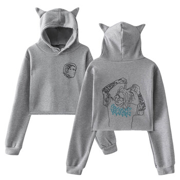 Ronnie Radke Hoodie Φούτερ Crop top Hoodie πουλόβερ Εκτύπωση Τραγουδίστρια για κορίτσια Cat Ear Youth Streetwear Ρούχα