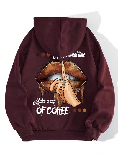 Dámska mikina s potlačou Make A Cup Of Coffee, mäkká teplá flísová mikina s kapucňou, mäkká nadrozmerná streetwear mikina