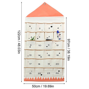 16/24 Τσέπες Υφασμάτινο Χριστουγεννιάτικο Ημερολόγιο Advent Κρεμάστρα τοίχου με τσάντες αποθήκευσης Χριστουγεννιάτικα στολίδια για Πρωτοχρονιά Αντίστροφη μέτρηση