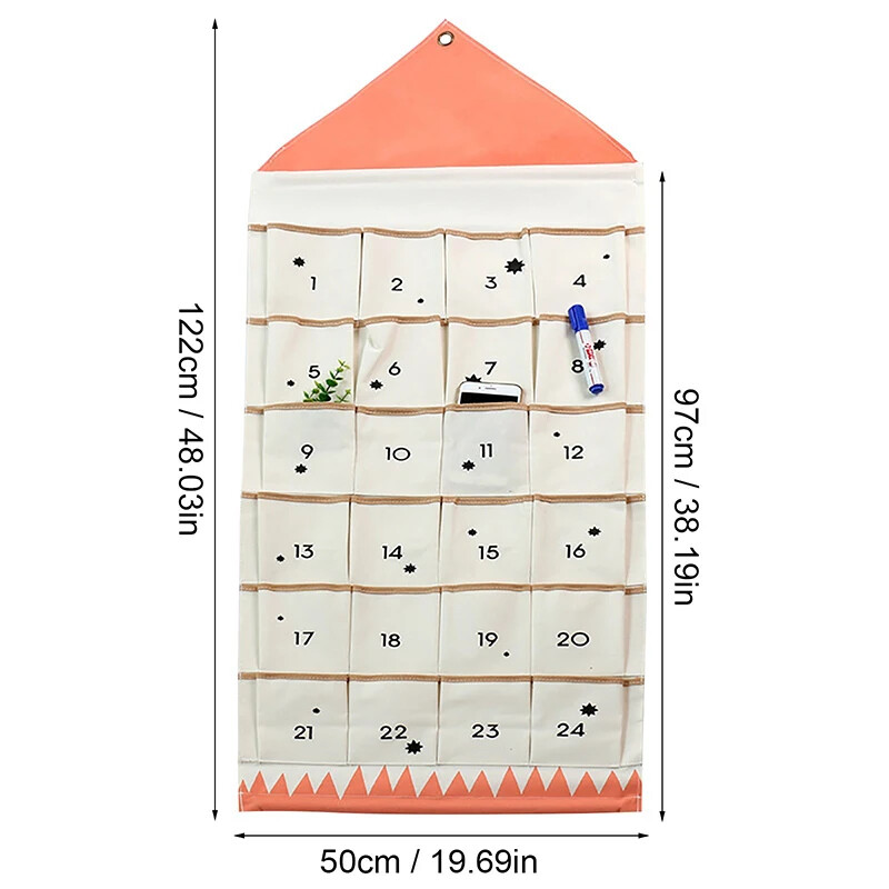 16/24 buzunare din țesătură Calendar de Advent de Crăciun Agățat de perete cu pungi de depozitare Ornamente de petrecere de Crăciun Decorare pentru numărătoarea de Anul Nou