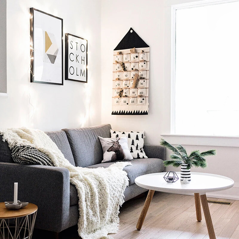 16/24 buzunare din țesătură Calendar de Advent de Crăciun Agățat de perete cu pungi de depozitare Ornamente de petrecere de Crăciun Decorare pentru numărătoarea de Anul Nou