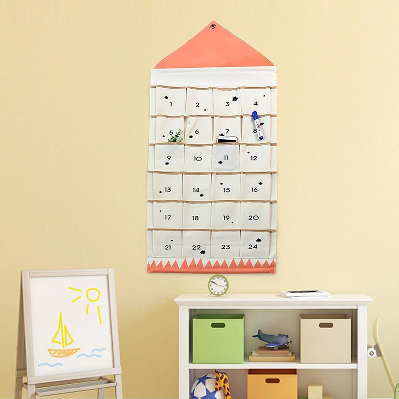 16/24 buzunare din țesătură Calendar de Advent de Crăciun Agățat de perete cu pungi de depozitare Ornamente de petrecere de Crăciun Decorare pentru numărătoarea de Anul Nou