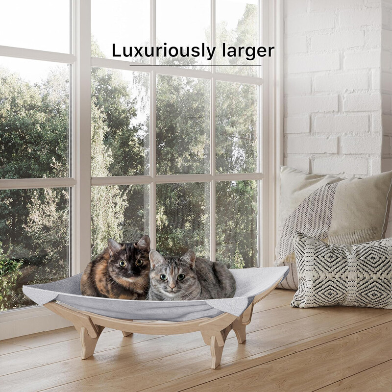 Κρεβάτι αιώρας για γάτα Ανυψωμένο κρεβάτι με ξύλινο σκελετό Σταθερό στήριγμα για γάτες εσωτερικού χώρου Γατάκι κουτάβι Μικρά σκυλιά Έπιπλα κρεβατιού για κατοικίδια