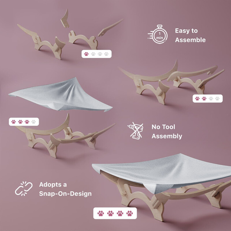 Κρεβάτι αιώρας για γάτα Ανυψωμένο κρεβάτι με ξύλινο σκελετό Σταθερό στήριγμα για γάτες εσωτερικού χώρου Γατάκι κουτάβι Μικρά σκυλιά Έπιπλα κρεβατιού για κατοικίδια