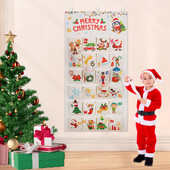 Auduma Ziemassvētku Adventes kalendārs Ziemassvētku sienas rotājums Atkārtoti lietojams Adventes kalendārs 2024. gadam ar 24 kabatām brīvdienu mājas dekorēšanai