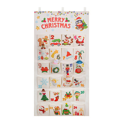 Auduma Ziemassvētku Adventes kalendārs Ziemassvētku sienas rotājums Atkārtoti lietojams Adventes kalendārs 2024. gadam ar 24 kabatām brīvdienu mājas dekorēšanai