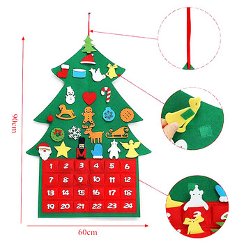 2024 Νεότερο DIY Felt Χριστουγεννιάτικο δέντρο Advent Calendar with Pockets Πρωτοχρονιάτικα Παιδικά Δώρα 3