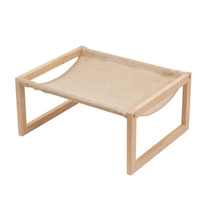 Hojdacia sieť pre mačky na podlahe, ležadlo pre mačky, drevený pelech pre mačky, odnímateľný a prateľný, vhodný pre všetky ročné obdobia, mačacie hniezdo