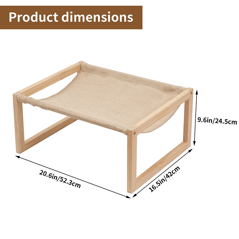 Hojdacia sieť pre mačky na podlahe, ležadlo pre mačky, drevený pelech pre mačky, odnímateľný a prateľný, vhodný pre všetky ročné obdobia, mačacie hniezdo