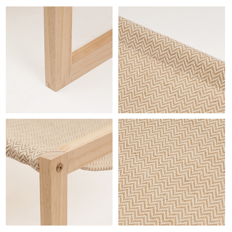 Hojdacia sieť pre mačky na podlahe, ležadlo pre mačky, drevený pelech pre mačky, odnímateľný a prateľný, vhodný pre všetky ročné obdobia, mačacie hniezdo