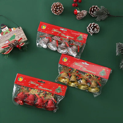 4db Piros ezüst arany karácsonyi harangok Noel Natal Navidad karácsonyfa függő harangok Boldog Új Évet Boldog karácsonyt díszharang