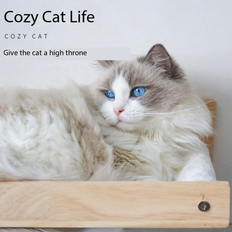 Suport de biban de perete pentru pisici Mobilier Hamac de perete montat în cușcă Cadru din lemn durabil Hamac confortabil Accesorii pentru animale de companie Raft pentru pisici