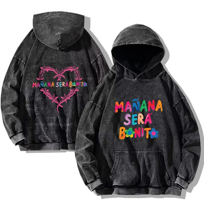 Karol G Vintage Washed Hoodie Manana Sera Bonito Washed Sweatshirt Дамска модна ежедневна суичър с качулка Oversize Унисекс пуловер
