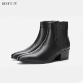 Chelsea gležnjače Muške čizme na visoku petu Brand kožne gležnjače Udobne cipele za zabavu/vjenčanje za muškarce Cipele za lift 2024.