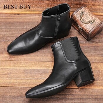 Chelsea Ankle Boots Ανδρικά ψηλοτάκουνα μποτάκια μάρκας δερμάτινα μποτάκια Άνετα παπούτσια για πάρτι/γαμήλια ανδρικά παπούτσια Elevator 2024